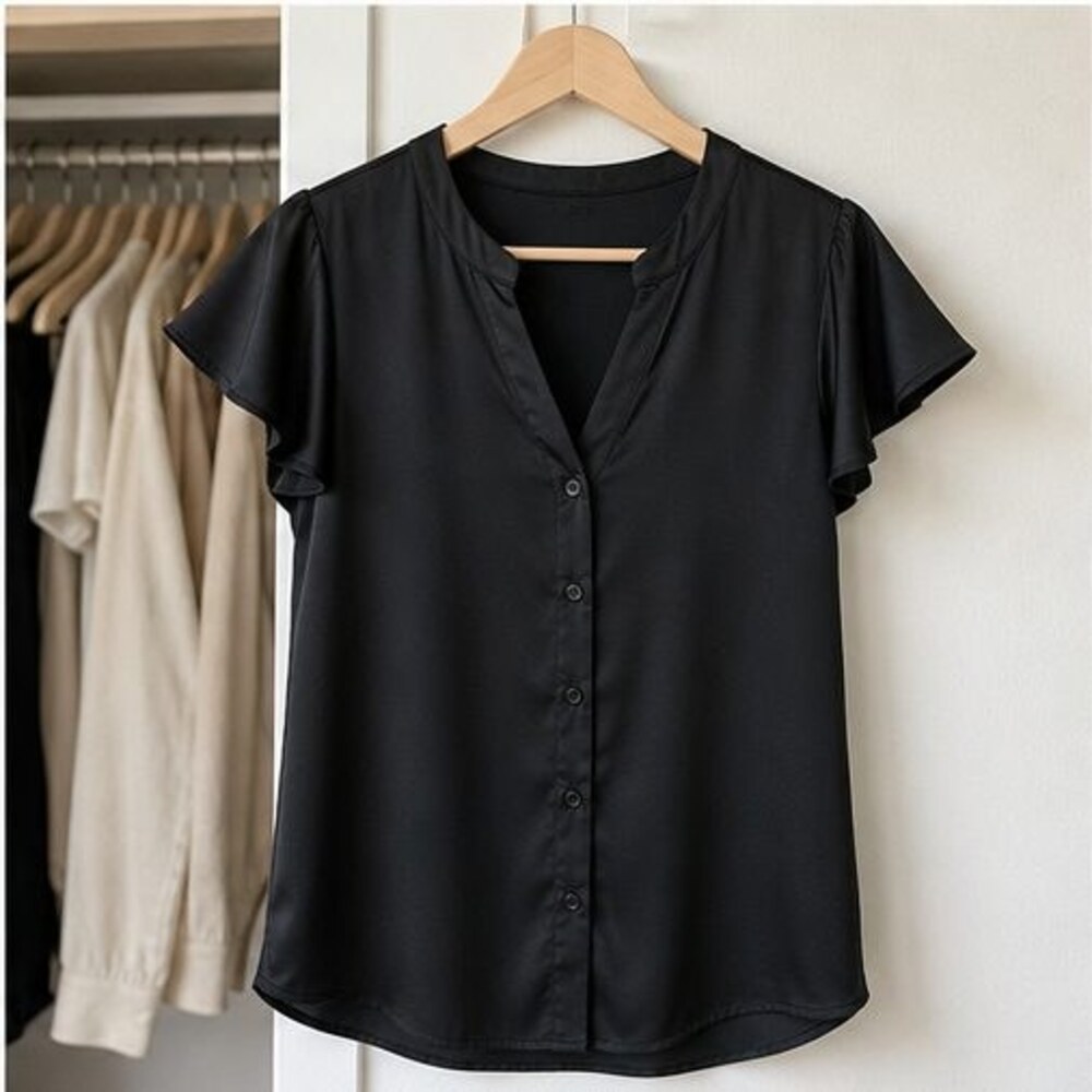 Black Tie Neck Blouse